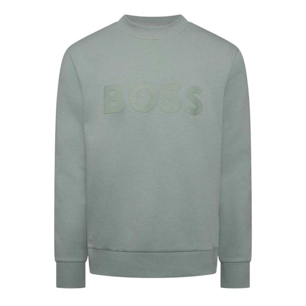 Boss Mens Salbo Wordmark Long-Sleeved Sweatshirt / Green